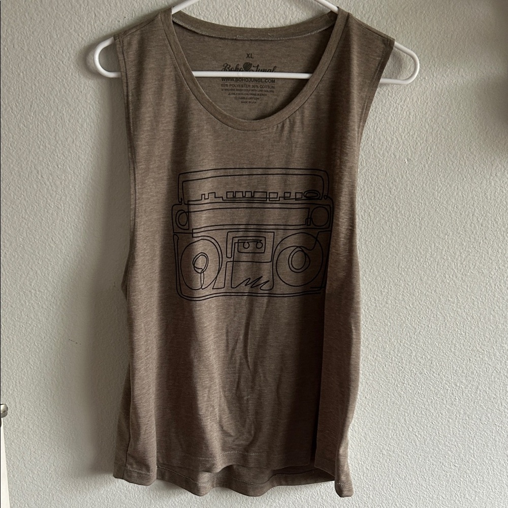 Brown Graphic Tank Top